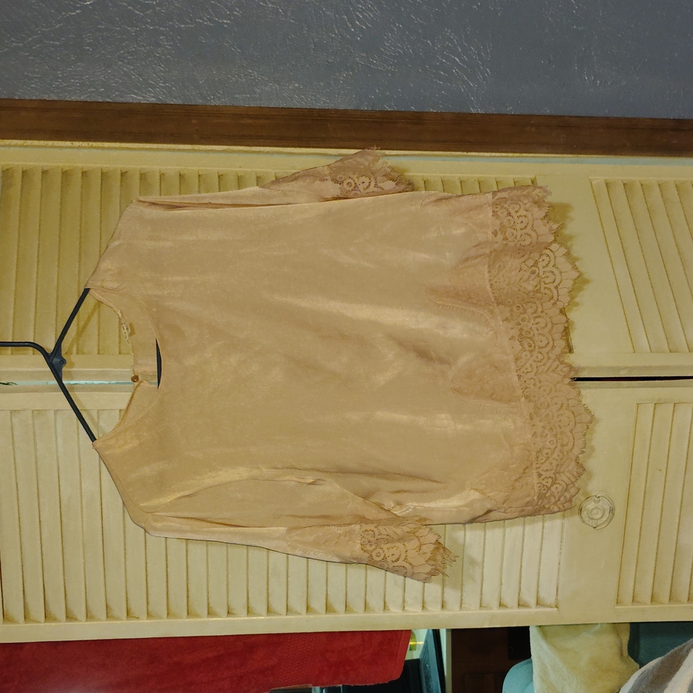 Miami Lace Trim Blouse - Light Brown